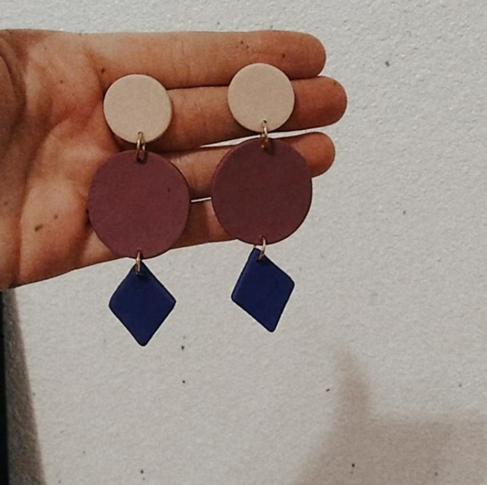 Purple clay earings